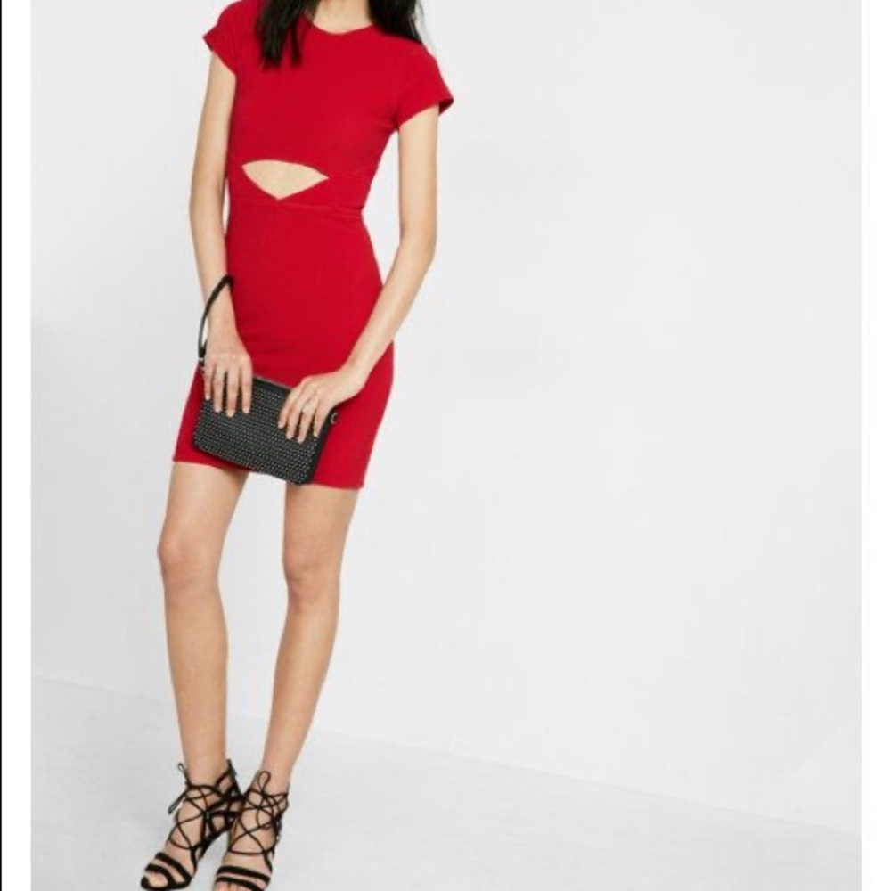Express Ribbed Cocktail Dress with Front Cutout
